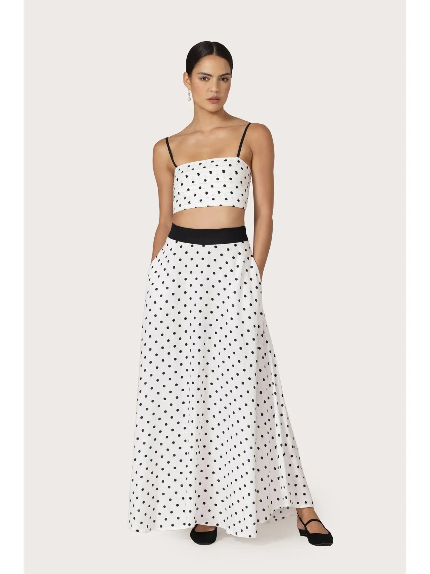 Talia Linen Pintuck Top in Margot Spot