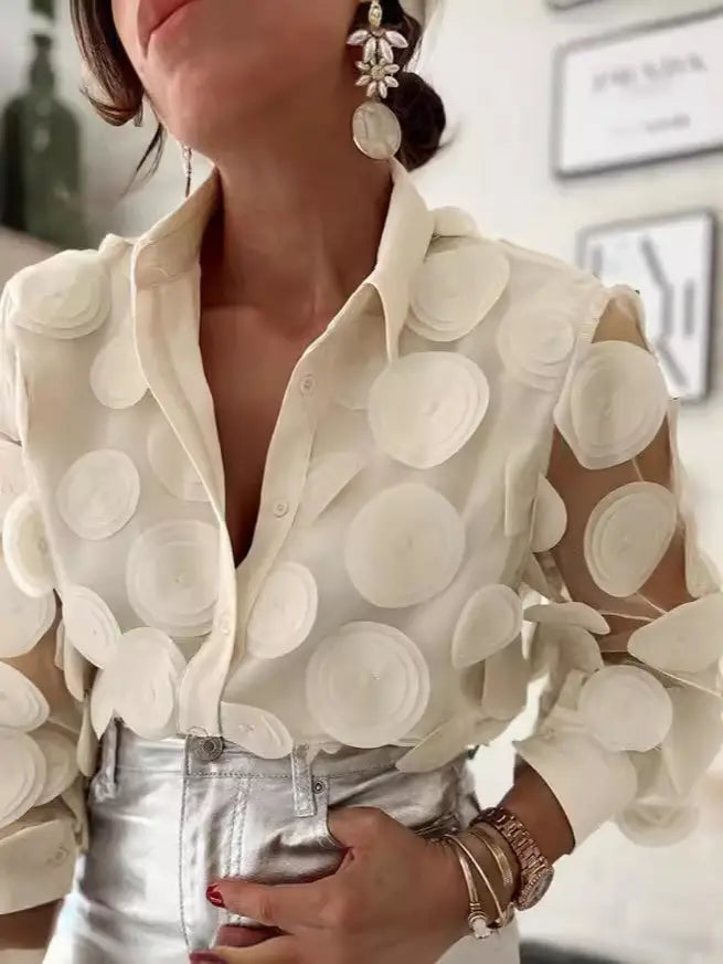 Sheer Mesh Embroidered Long Sleeve