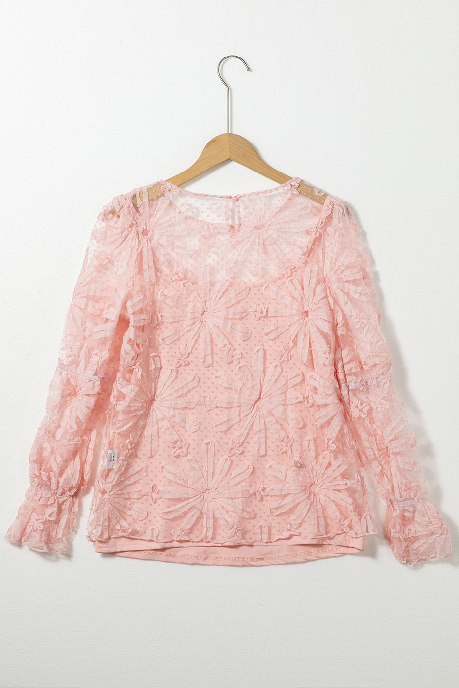 Ruffled Sleeve Mesh Top