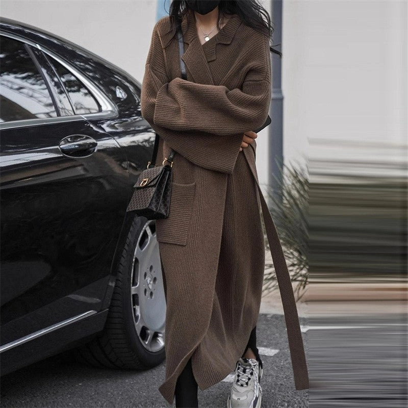 Oversized Lapel Cardigan - Chocolate