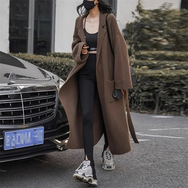 Oversized Lapel Cardigan - Chocolate