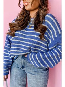 Drop Shoulder Striped Sweater