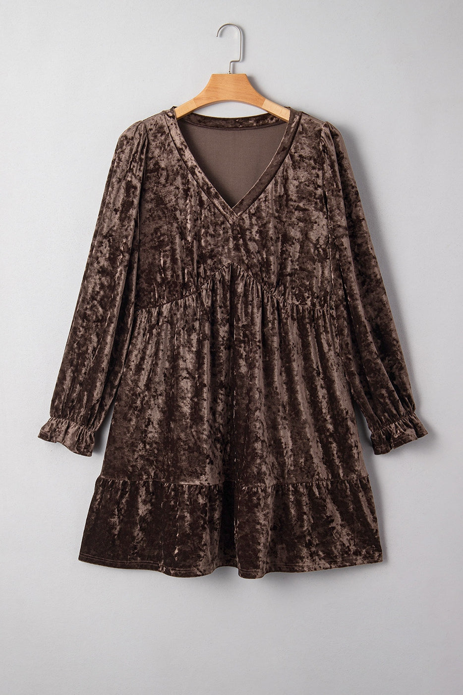 Velvet Babydoll Mini Dress with Puff Sleeve