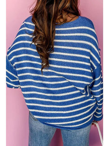 Drop Shoulder Striped Sweater