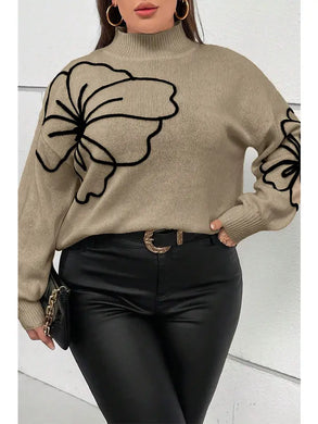 Mock Neck Floral Print Sweater