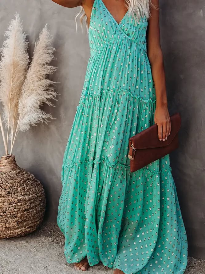 Floral Ruffle Slip Maxi Dress