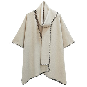 Scarf Ruana Poncho - Ivory