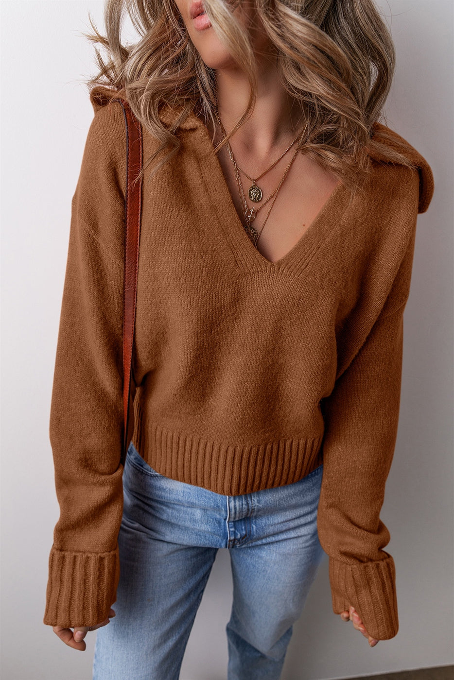 Collared V-Neck Sweater