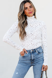 Flower Lace Mock Neck Top