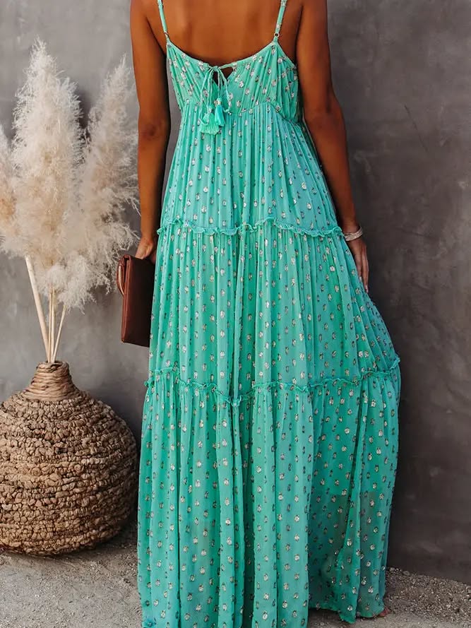 Floral Ruffle Slip Maxi Dress