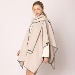 Scarf Ruana Poncho - Ivory