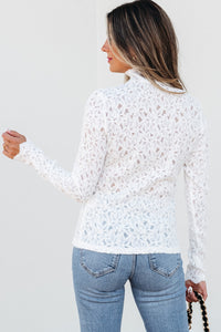 Flower Lace Mock Neck Top