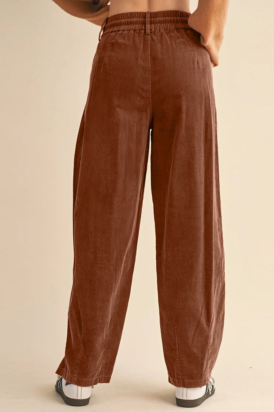 Elastic Waist Drawstring Corduroy Casual Pants