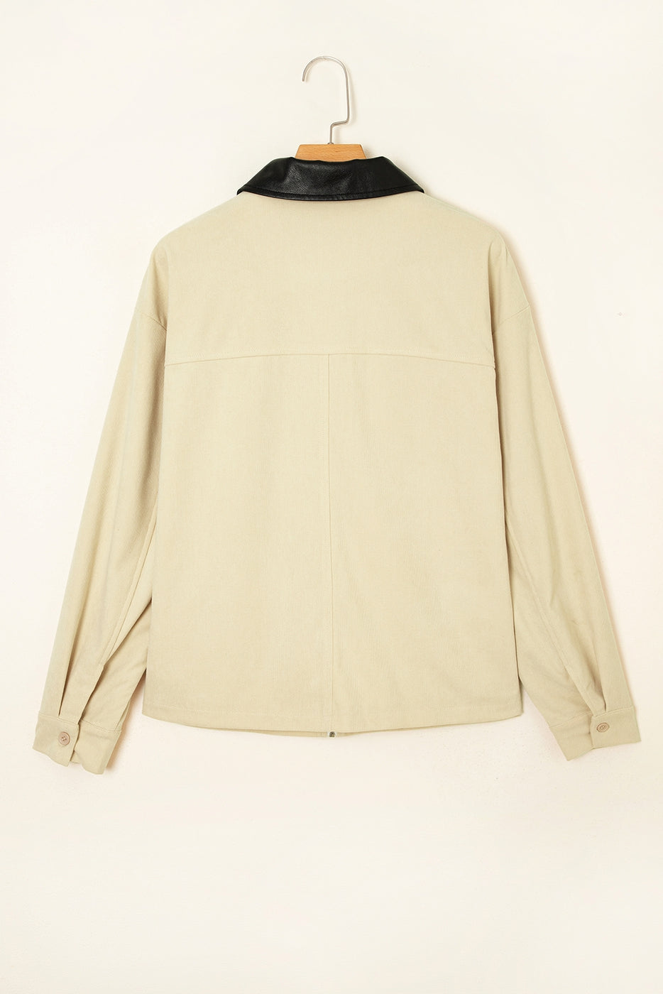 Leather Collar Zip Up Jacket