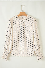 Load image into Gallery viewer, Polka Dot Print Frilled Collar Lantern Sleeve