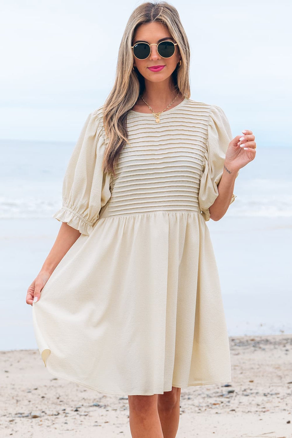 Ruffle Puff Sleeve Dress