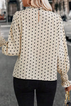 Load image into Gallery viewer, Polka Dot Print Frilled Collar Lantern Sleeve