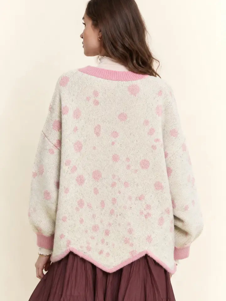 Fawn Intarsia Dot Brushed Knit Sweater