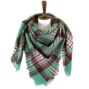 Green plaid blanket scarf