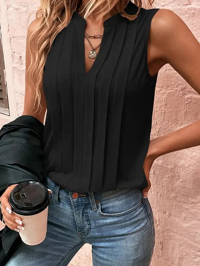 Black Smocked Sleeveless Top