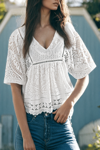 Lace Crochet Hollowed Scallop Hem