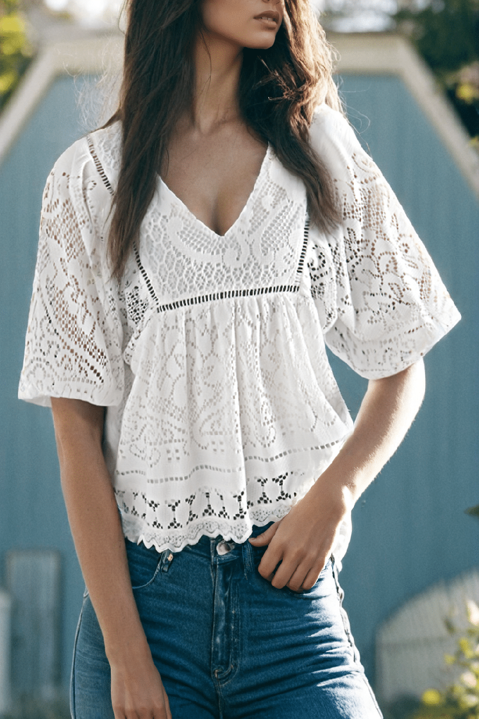 Lace Crochet Hollowed Scallop Hem