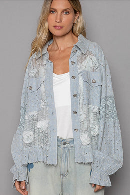 Long Balloon Sleeve Floral Jacket