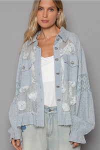 Long Balloon Sleeve Floral Jacket