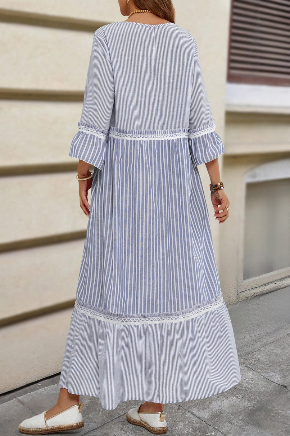 Patchwork Crossed Lace Maxi Dress