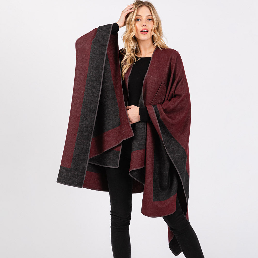 Two Tone Ruana Poncho