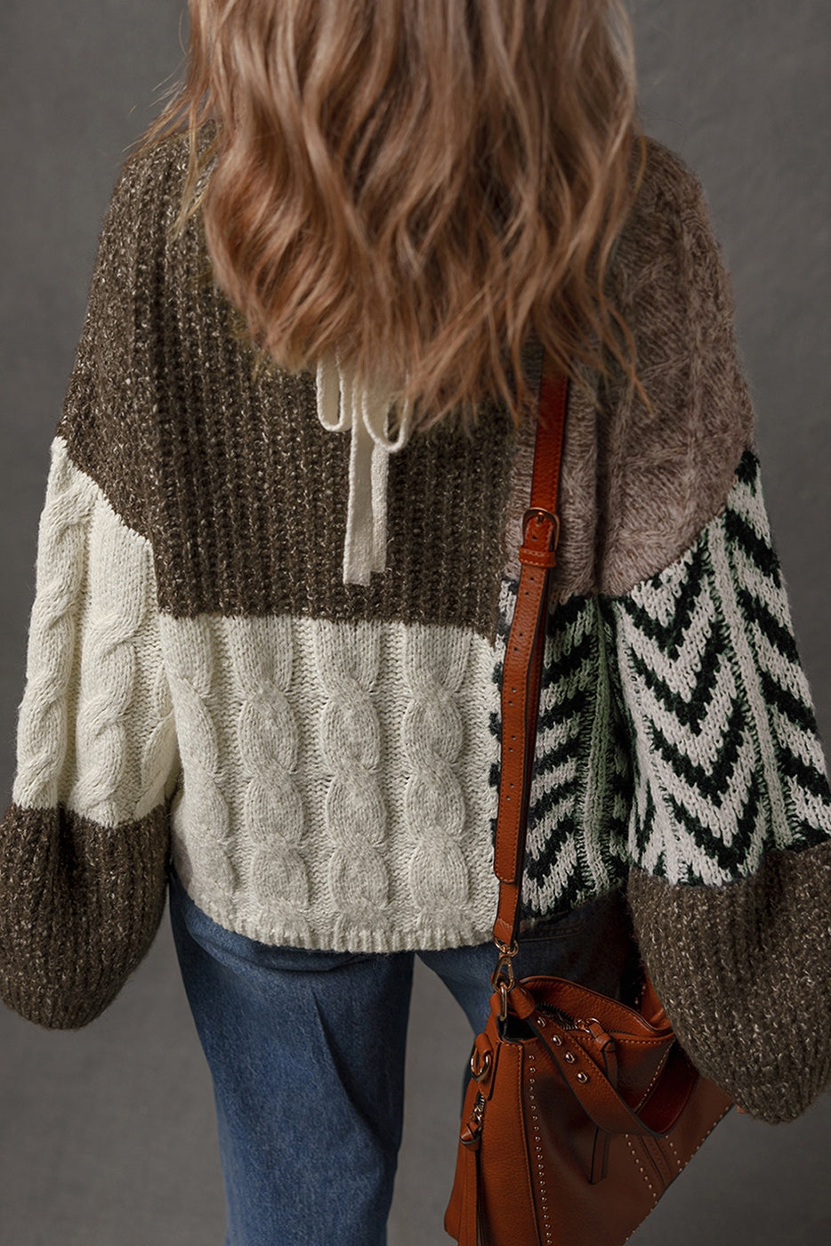 Patchwork Knotted Back Sweater