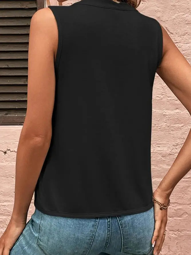 Black Smocked Sleeveless Top