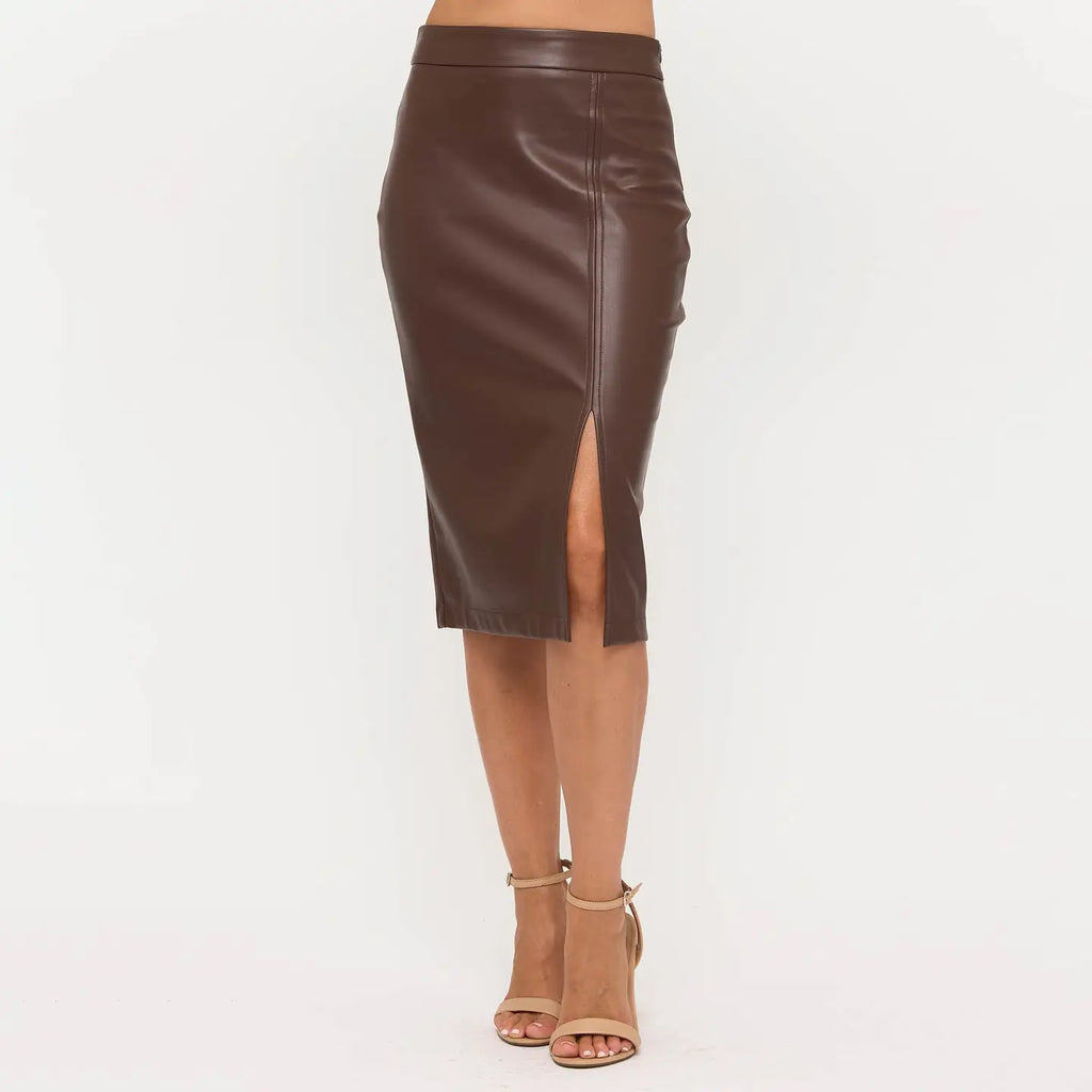 Faux Leather Pencil Skirt