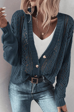 Knit Cardigan - Teal Blue