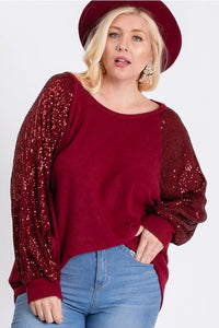 Burgundy Sequins Top