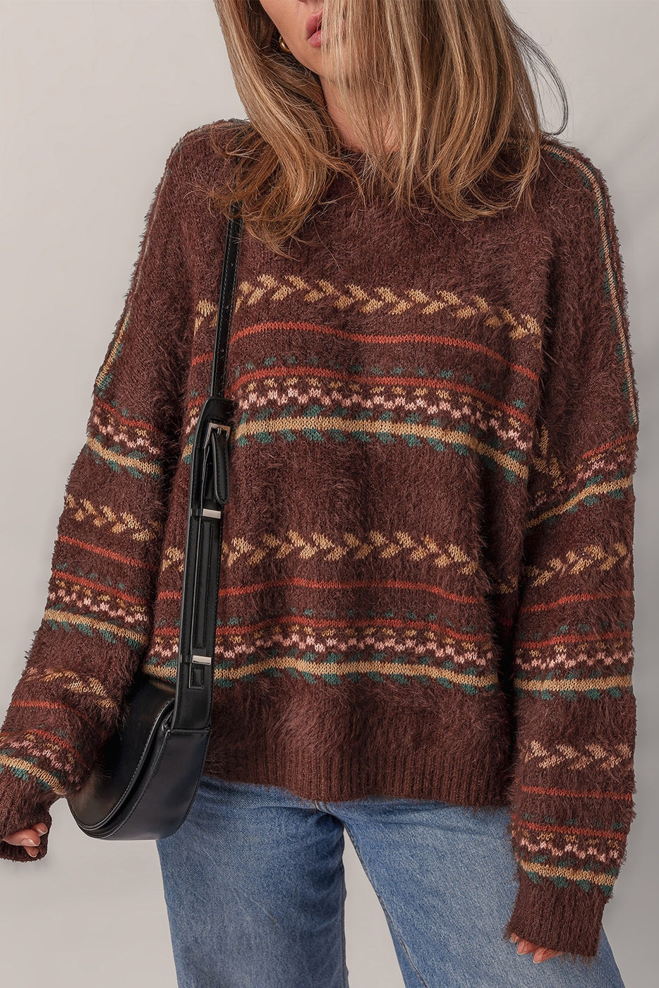 Mohair Knitted Drop Shoulder Sweater