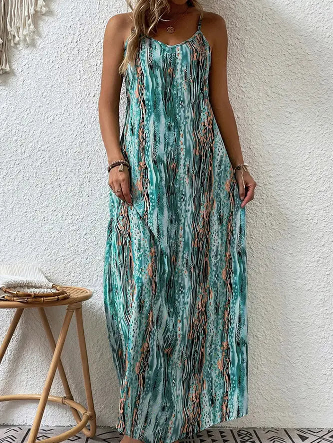Tie Dye Spaghetti Strap Maxi