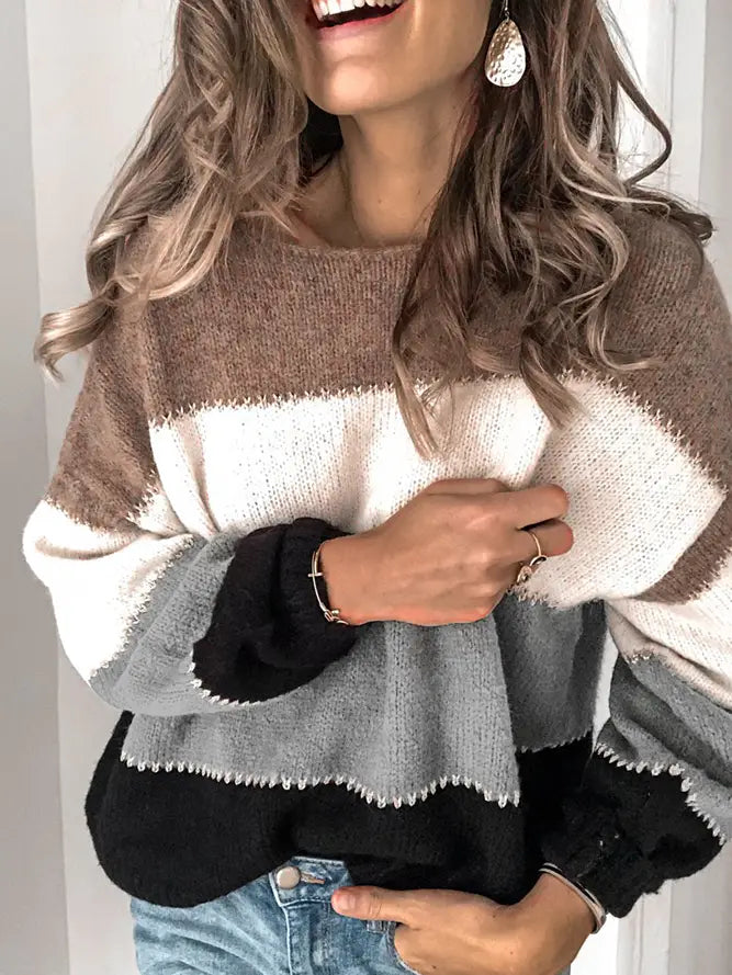 Color Block Pullover Sweater