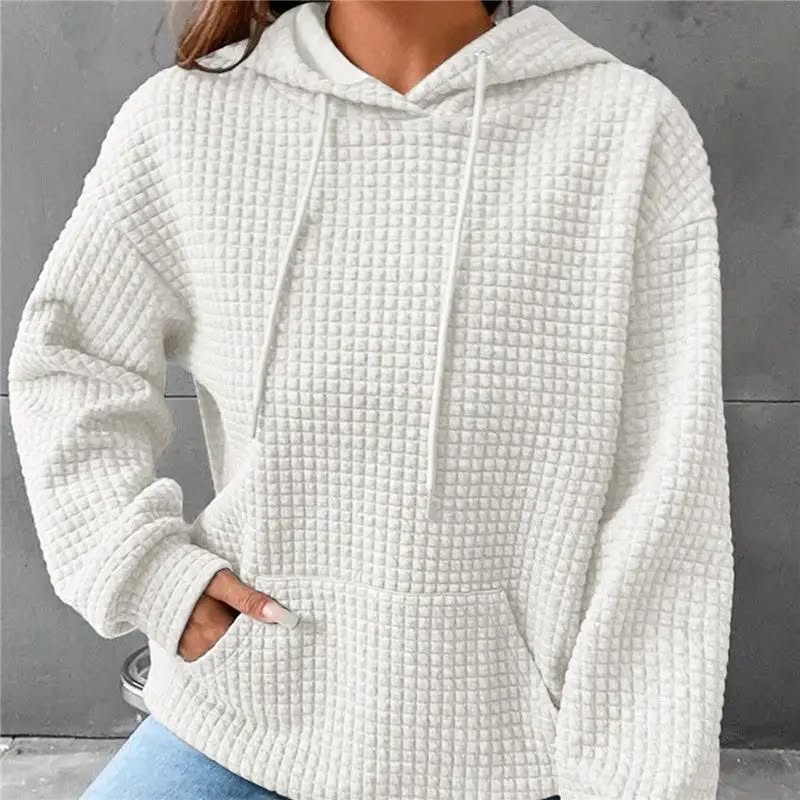 Waffle Hooded Long Sleeve Sweatshirt