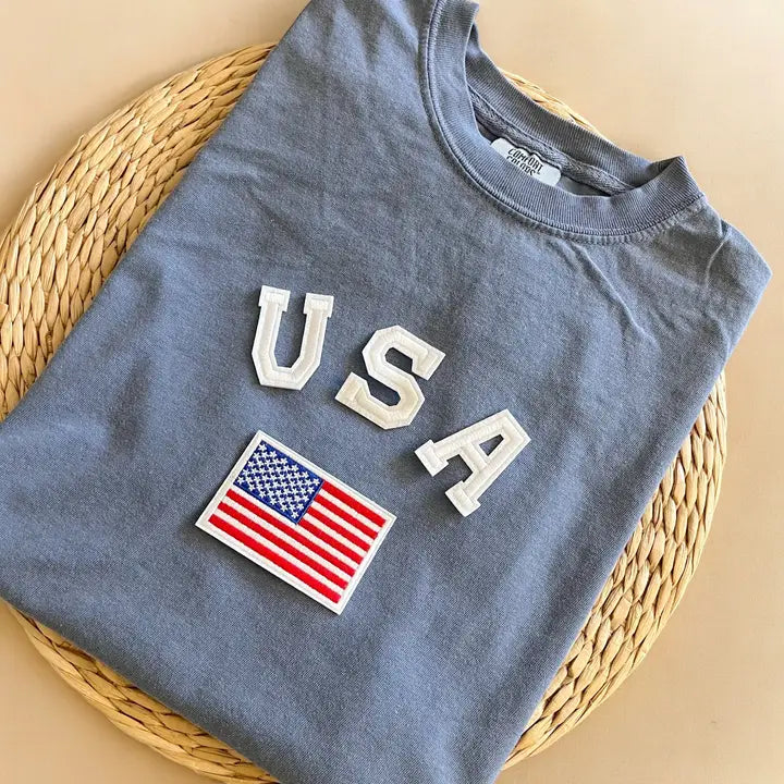 Comfort Colors USA Flag Patriotic 4th of July Tee