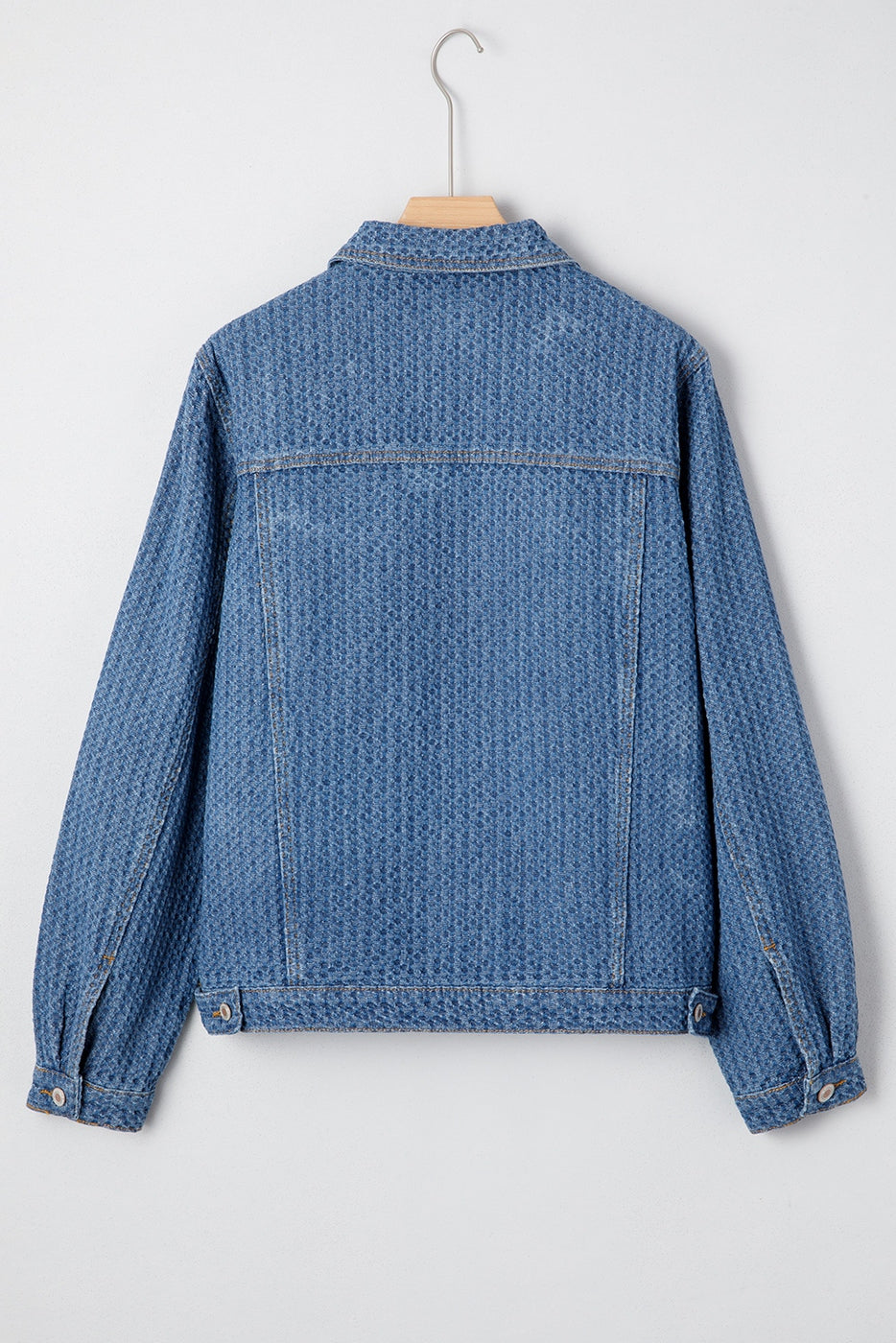 Double Flap Pocket Denim Textured Button Down Jacket