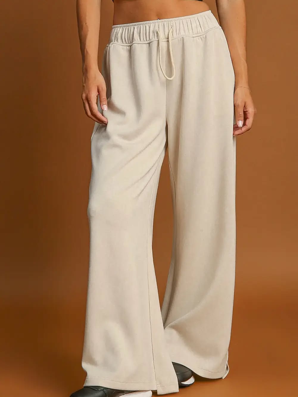 Apricot Loop Drawstring Wide Leg Pants