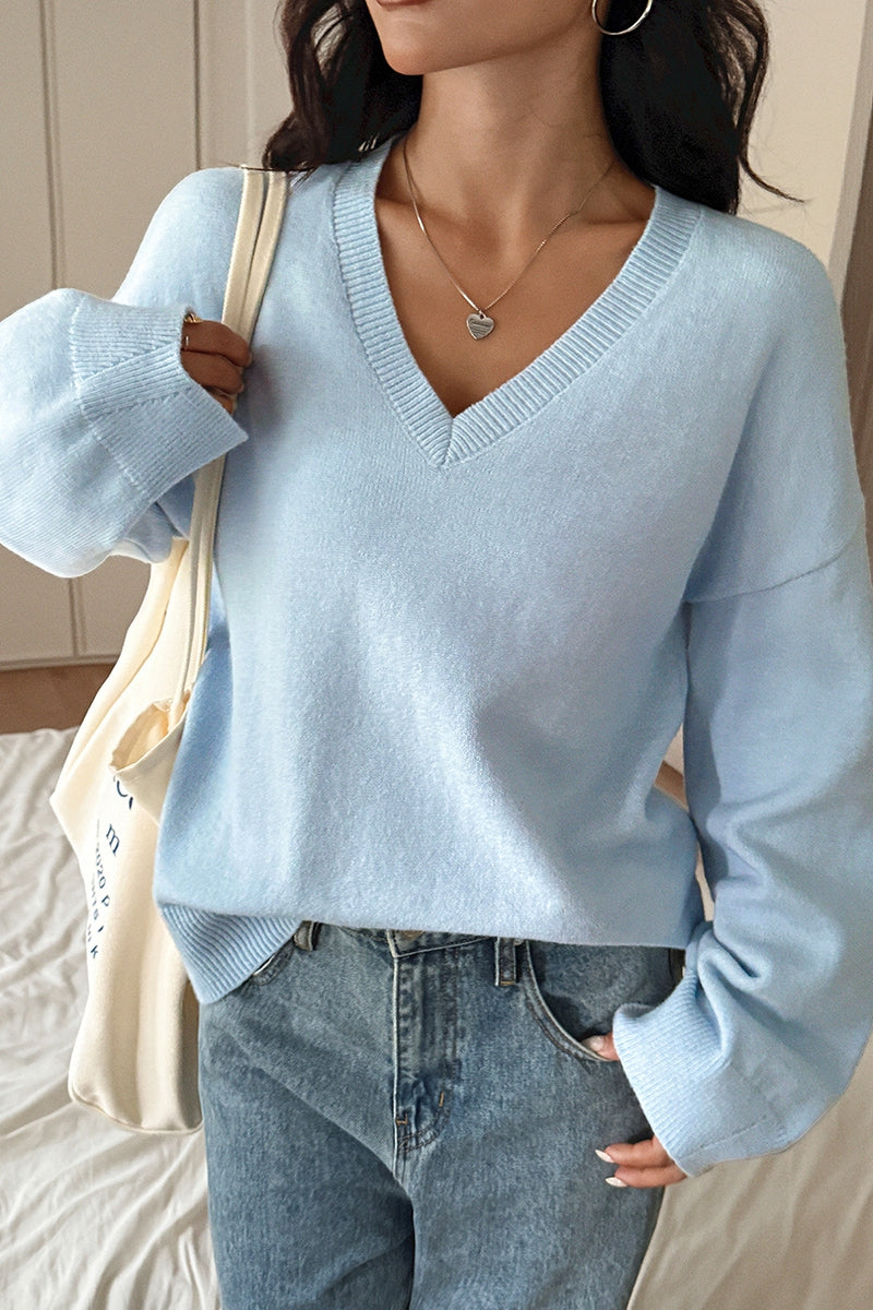 Loose Knit Vintage Sweater - Baby Blue