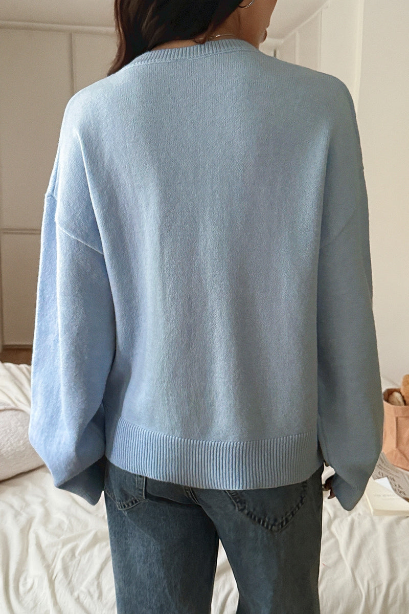 Loose Knit Vintage Sweater - Baby Blue