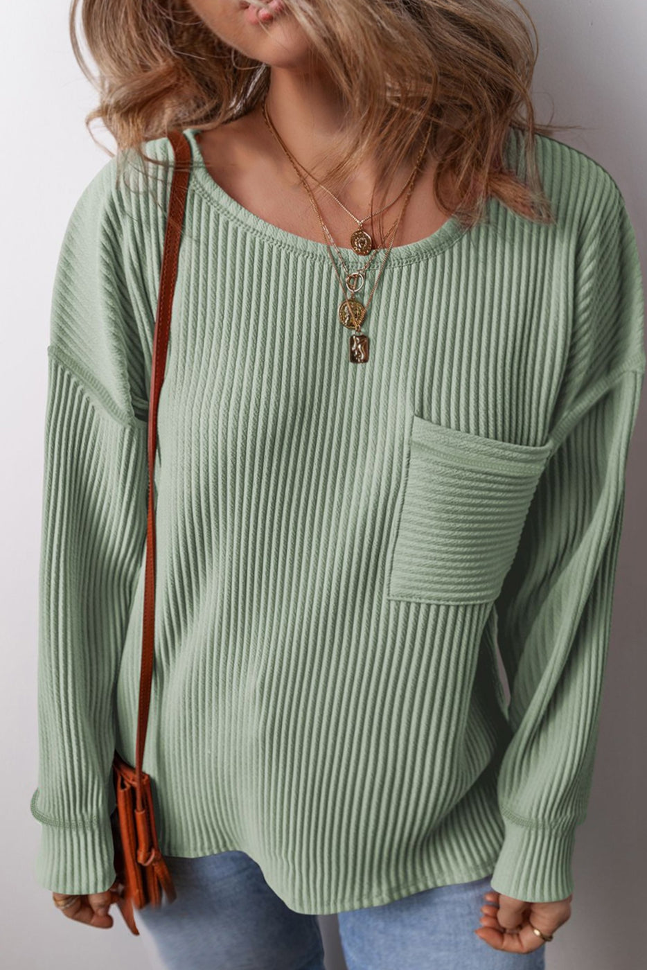 Aqua Plus Size Corded Knit Pocketed Top