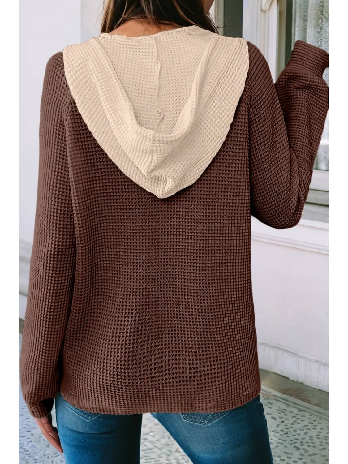 Waffle Hooded Pullover