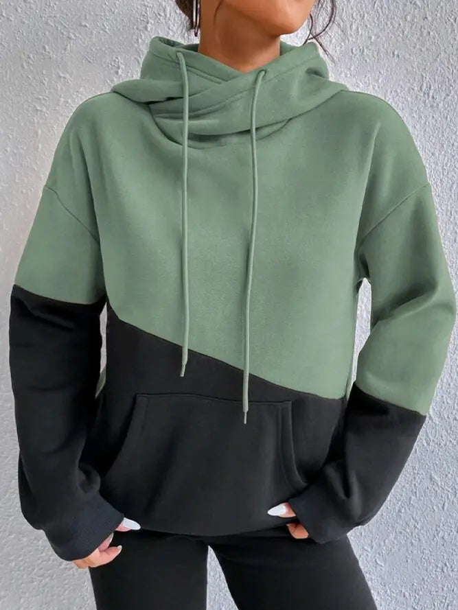 Colorblock Hoodie in Green & Black