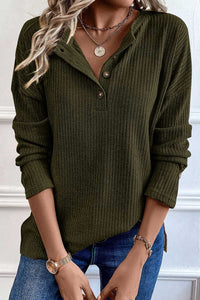 Rib Textured Henley Top