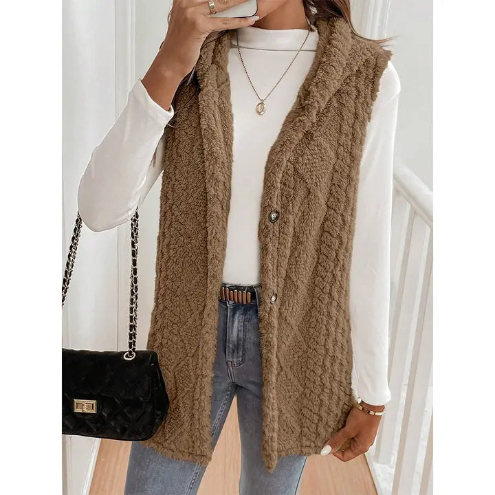 Fall Fleece Hooded Layering Vest