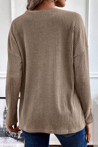 Pale Khaki Rib Textured Knit Top